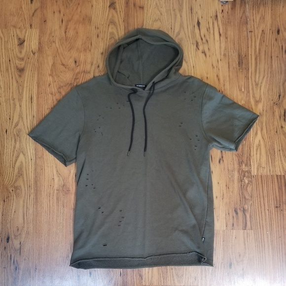 Brooklyn Cloth Distressed Short Sleeve Hoodie - Picture 1 of 6